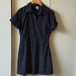 Paper Crane Black Mini Dress w/ Micro Geometric Print – Collared – Size M